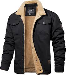 MAGCOMSEN Men's Winter Jacket with Warm Sherpa Lining and Multi Pockets