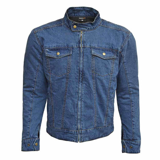 Men's Denim Motorcycle Jacket Blue | Reinforced Biker Jacket Road Rush