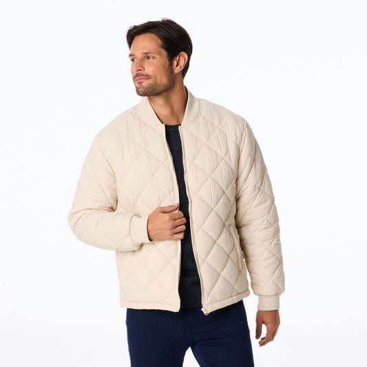 JC Lanyon Men's Diamond Quilted Puffer Jacket Moonbeam
